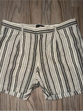 H&M Men's Vertical Stripe Shorts in Cream and Black
